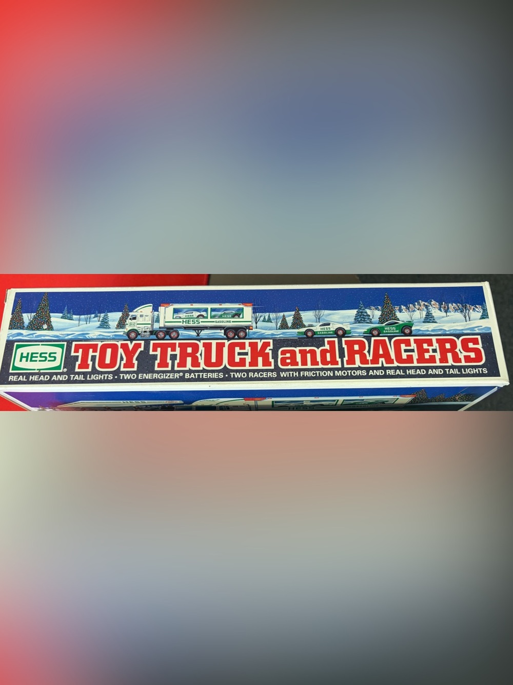 NIB Vintage 1997 Hess Toy Truck and Racers Holiday Edition Lights & 2 Race Cars